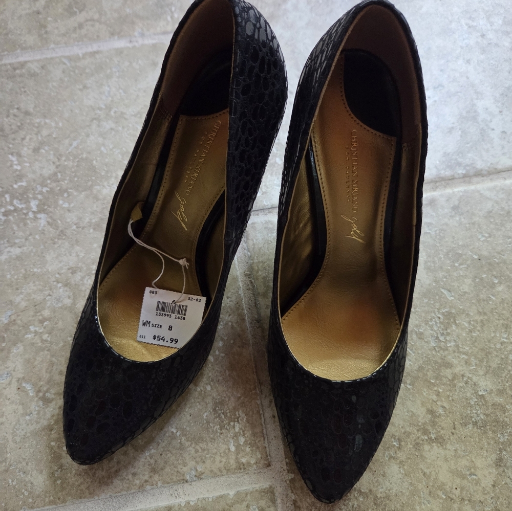 Christian Siriano for Payless Black Textured Heels